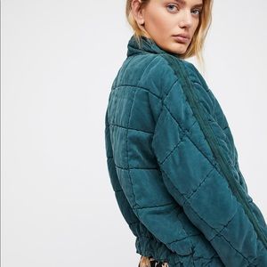 Free People Dolman Quilted Knit Jacket Size XS Teal